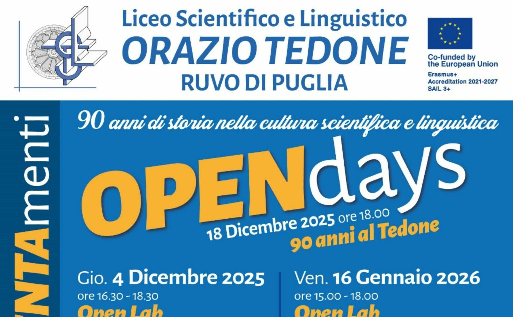Lab didattici & Teen Talks al Tedone: iscrizioni a.s. 2026/2027